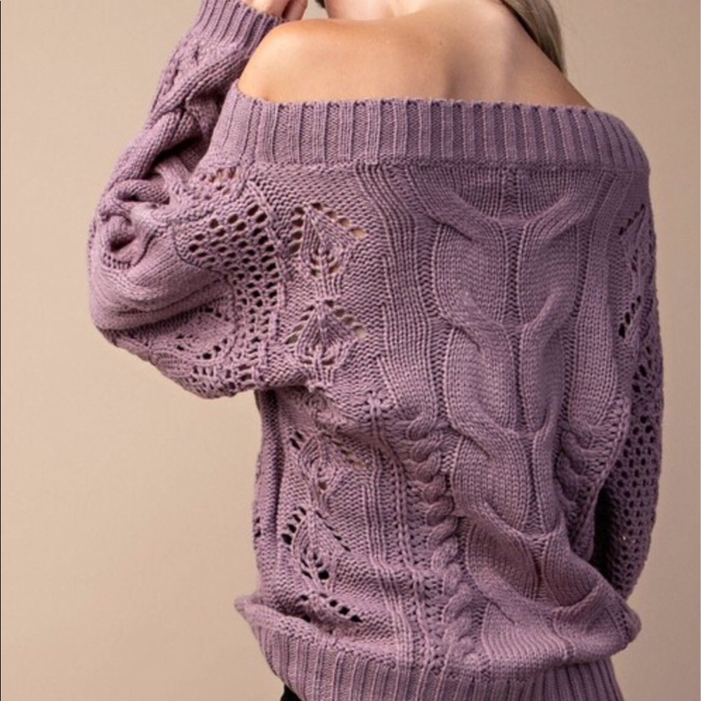 Lainie-Ash Purple Cable Knit Sweater - Picture 3 of 3